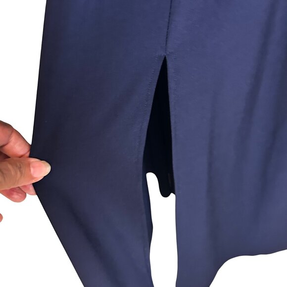 Alex Evenings SZ 8 Sleeveless Maxi Dress With Embellished Waist Draped Neck Navy - Picture 12 of 14